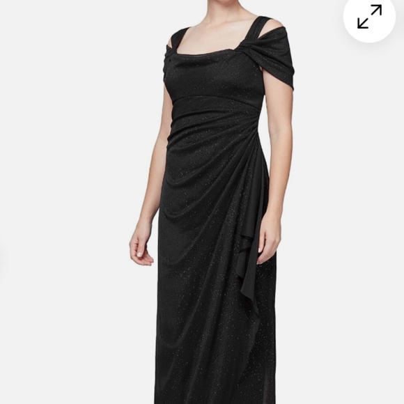 NWT Alex Evenings formal long dress black glitter sheer size 14. - Picture 1 of 10